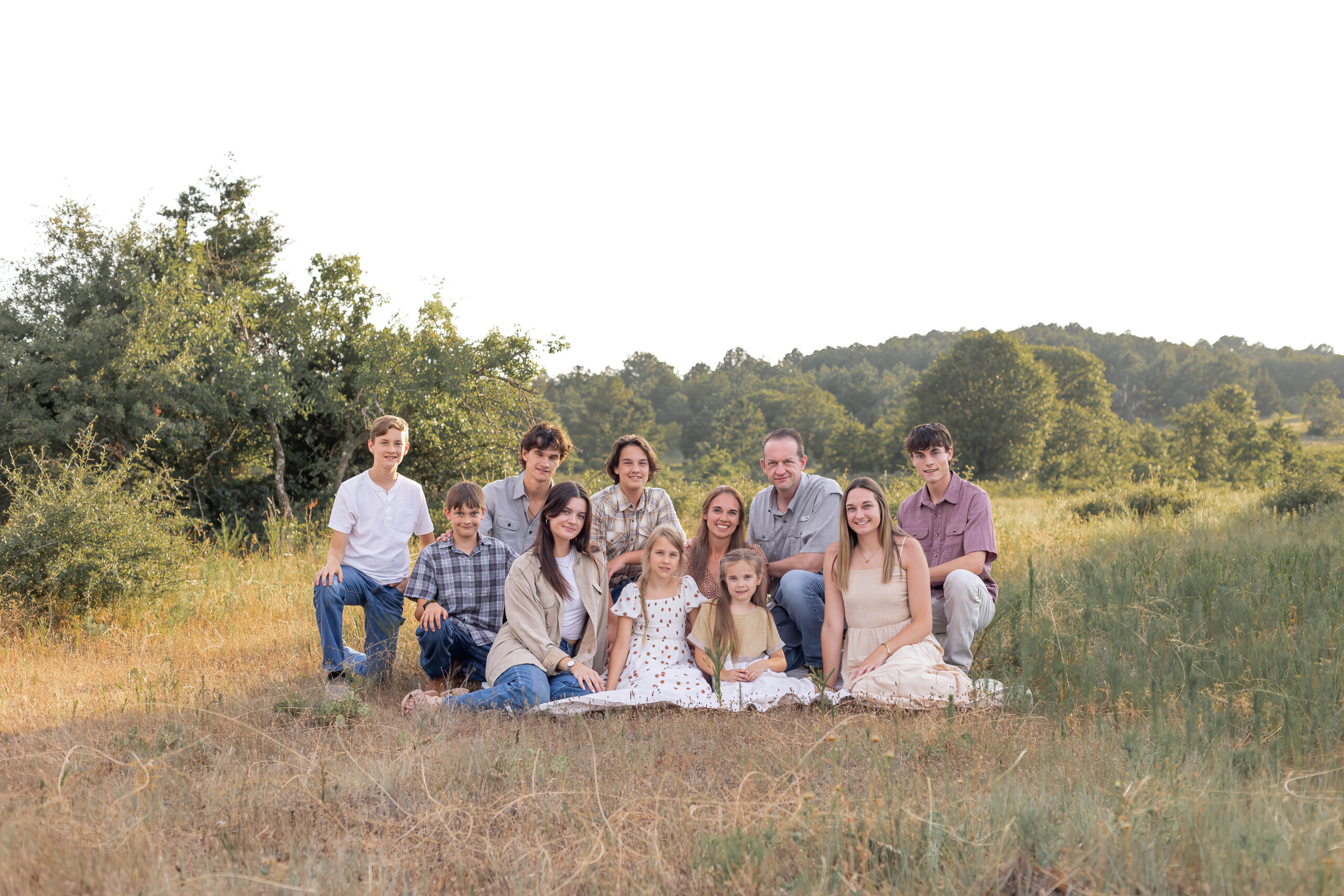 Large Family portrait session at the grasslands in Decatur Tx